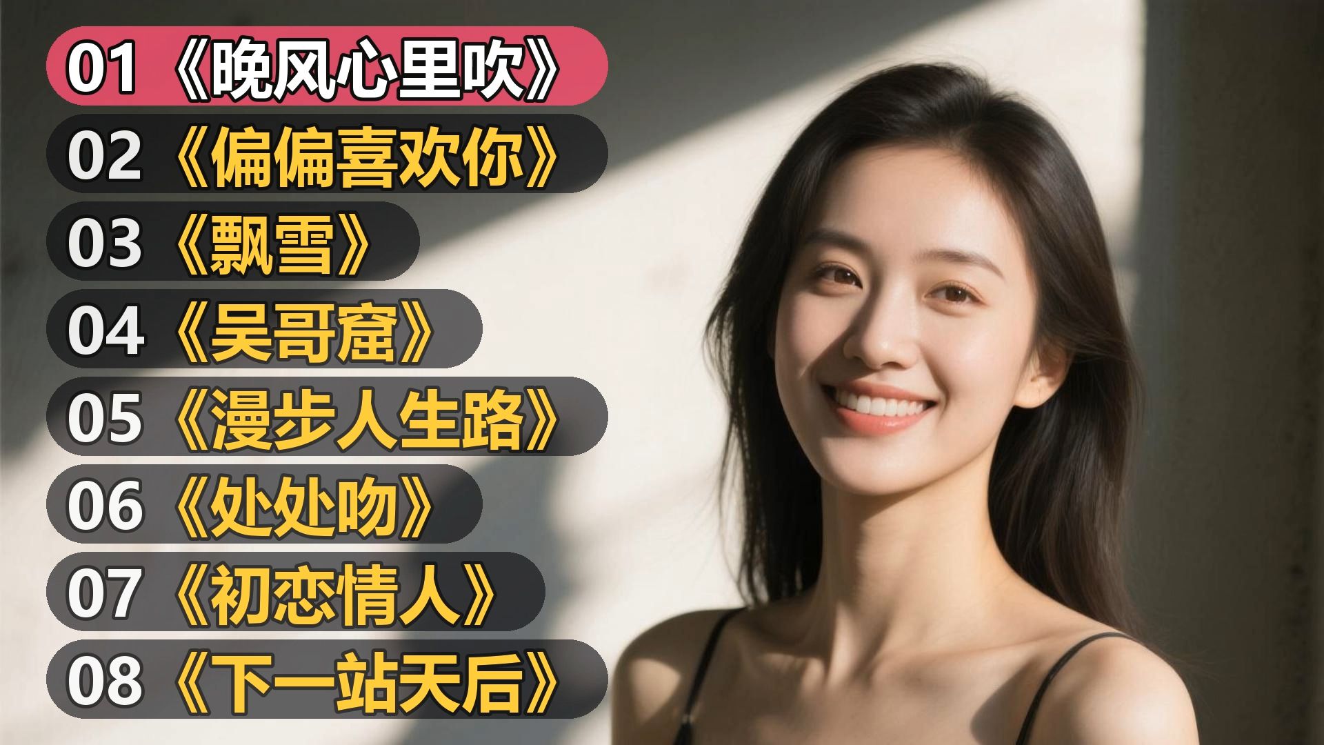 《晚风心里吹》《偏偏喜欢你》《飘雪》《吴哥窟》《漫步人生路》《处处吻》《初恋情人》《下一站天后》_3