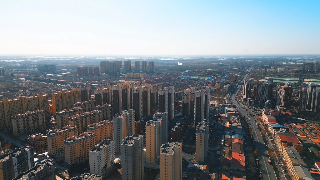 航拍小城青县风光