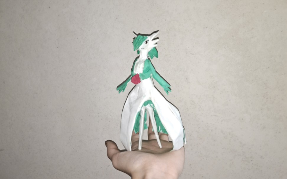 折纸教程一张纸不剪不裁折一只宠物小精灵里的沙奈朵