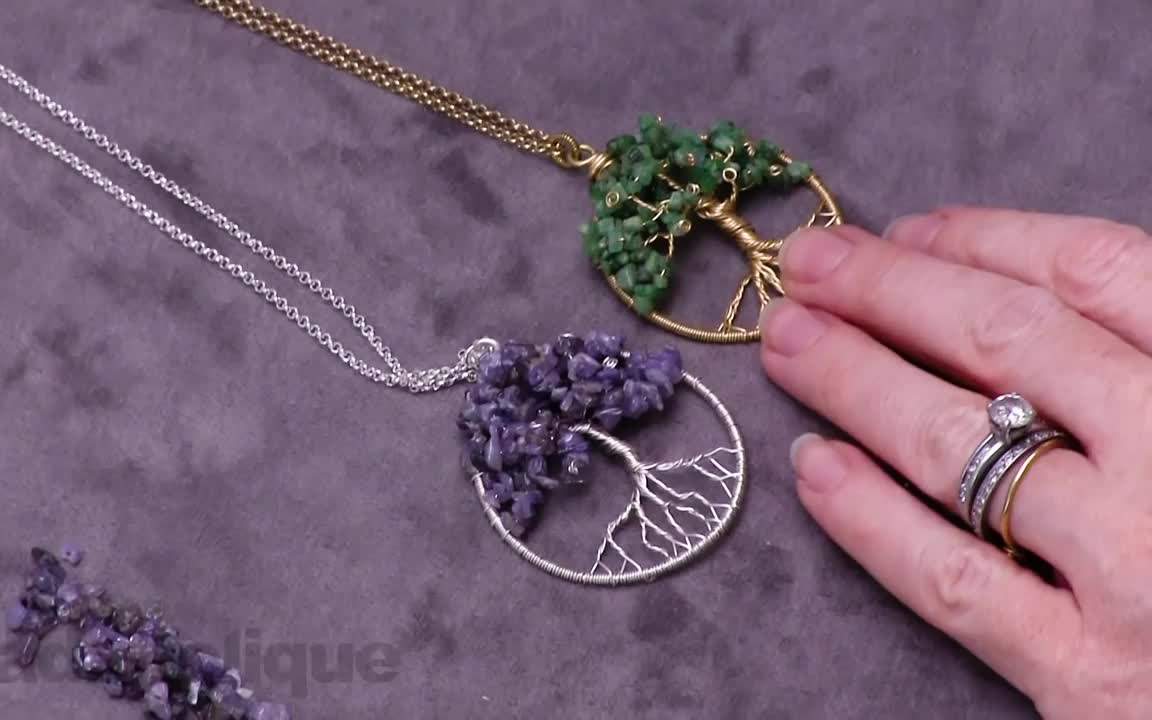 【油管】diy,铜丝 水晶碎制作的生命之树项链!