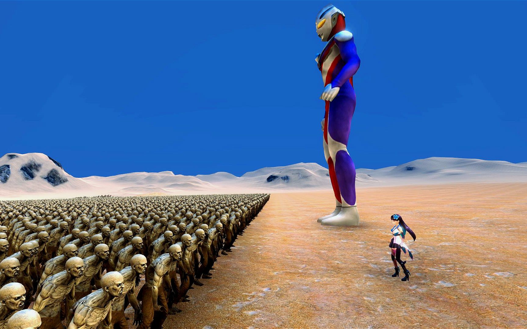 1个美女带着迪迦奥特曼挑战10000丧尸美女居然把所有丧尸感染了