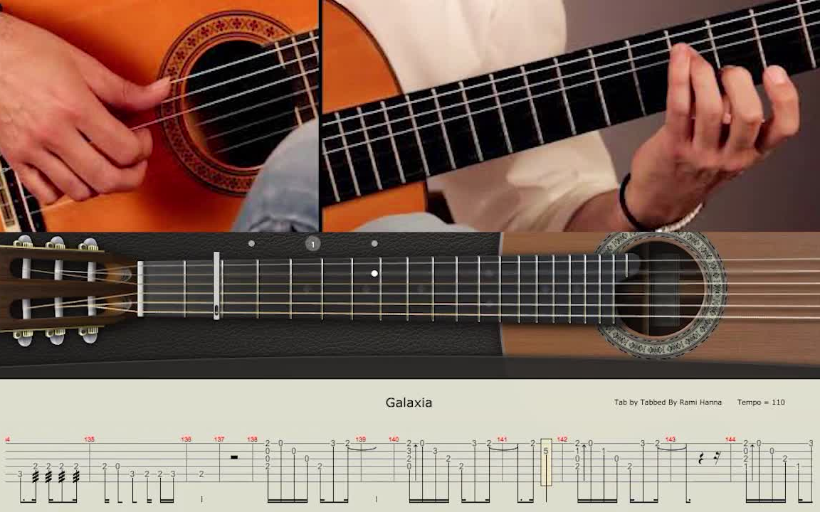 [图]【教程】Gipsy Kings - Galaxia 吉他谱 Solo+节奏（共2p）| 弗拉门戈 吉他教程 和弦Chords Tab