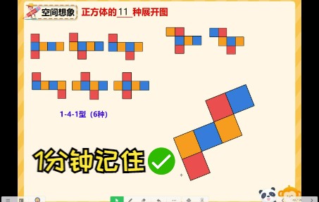 [图]正方体11种展开图演示~挑战1分钟记住正方体的11种展开图，快来试试吧！