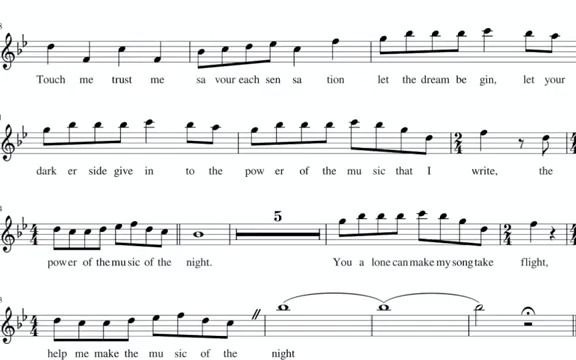 [图]The Music of the Night - Alto Sax Cover Sheet Music PDF Lyrics (Phantom of the