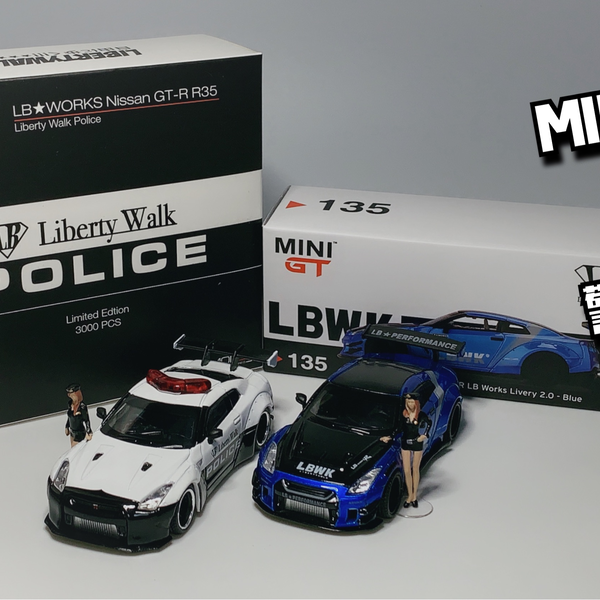 东改【DG】第135期MINIGT 64 LB WORKS日产GT-R R35警车人偶套装、和2.0