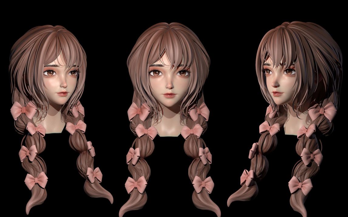 zbrush头发制作新手教程——手办长发雕刻效果零基础头发雕刻入门技巧