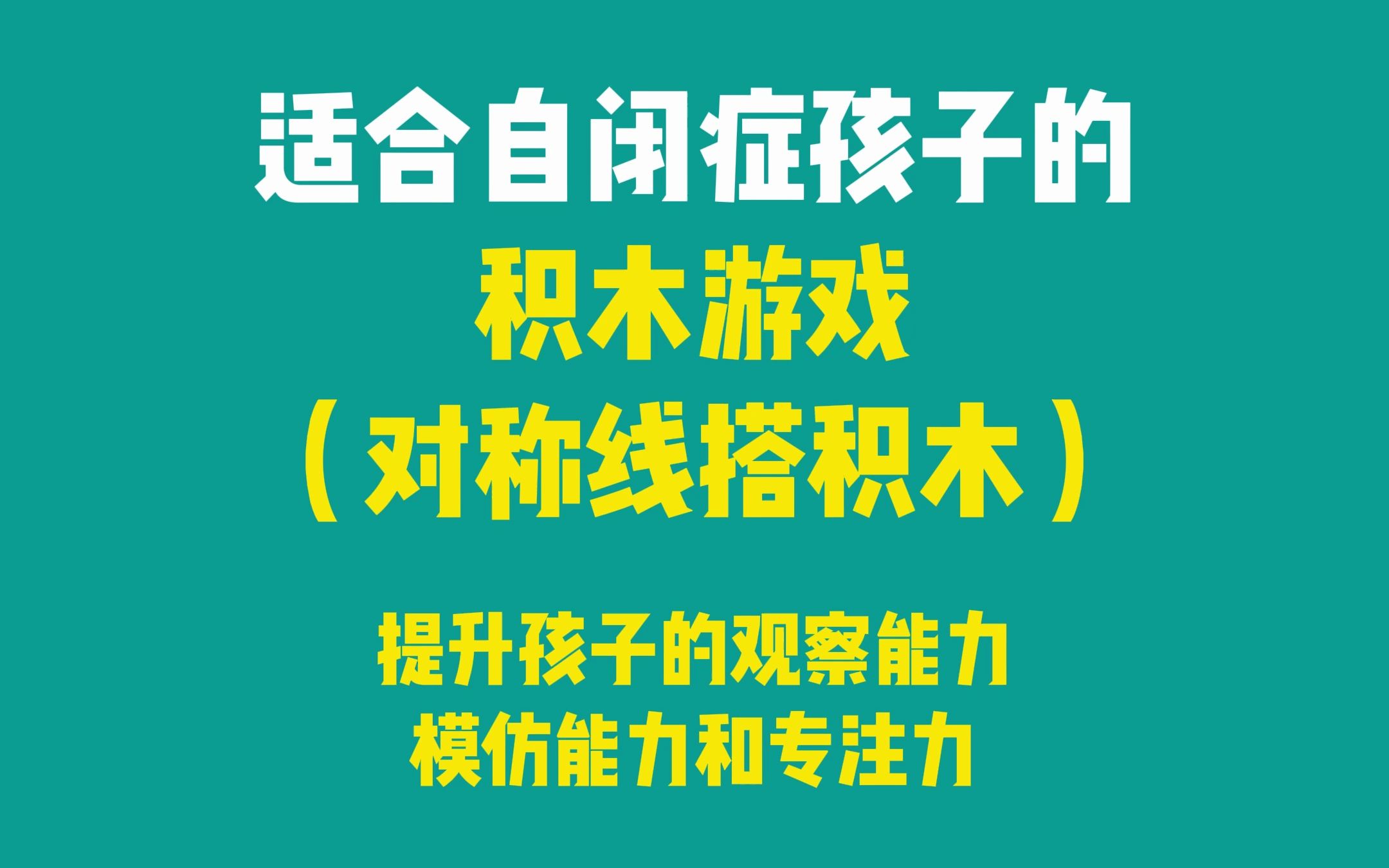 適合自閉症孩子的積木遊戲(對稱線搭積木),提升孩子的觀察能力,模仿