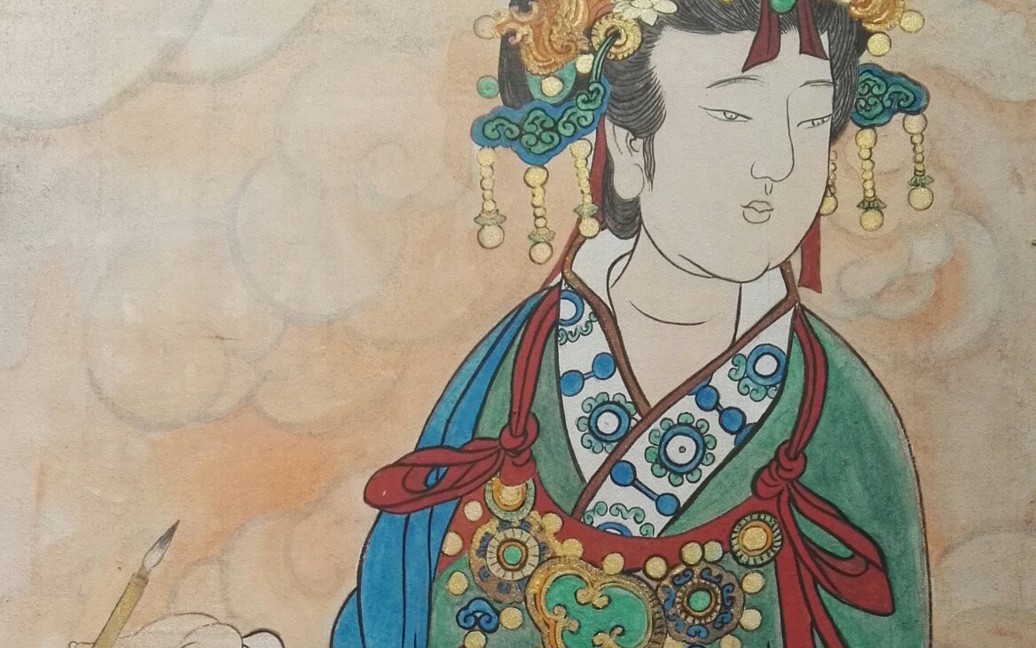 岩彩尝试 复原永乐宫壁画之水星