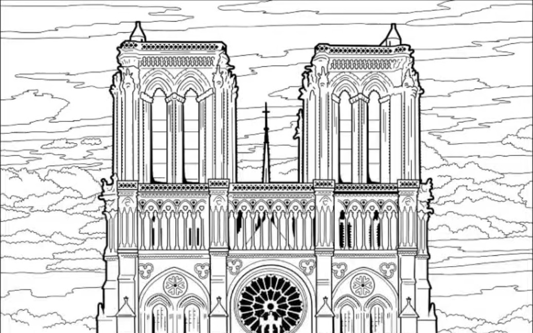 法国巴黎圣母院简笔画图片