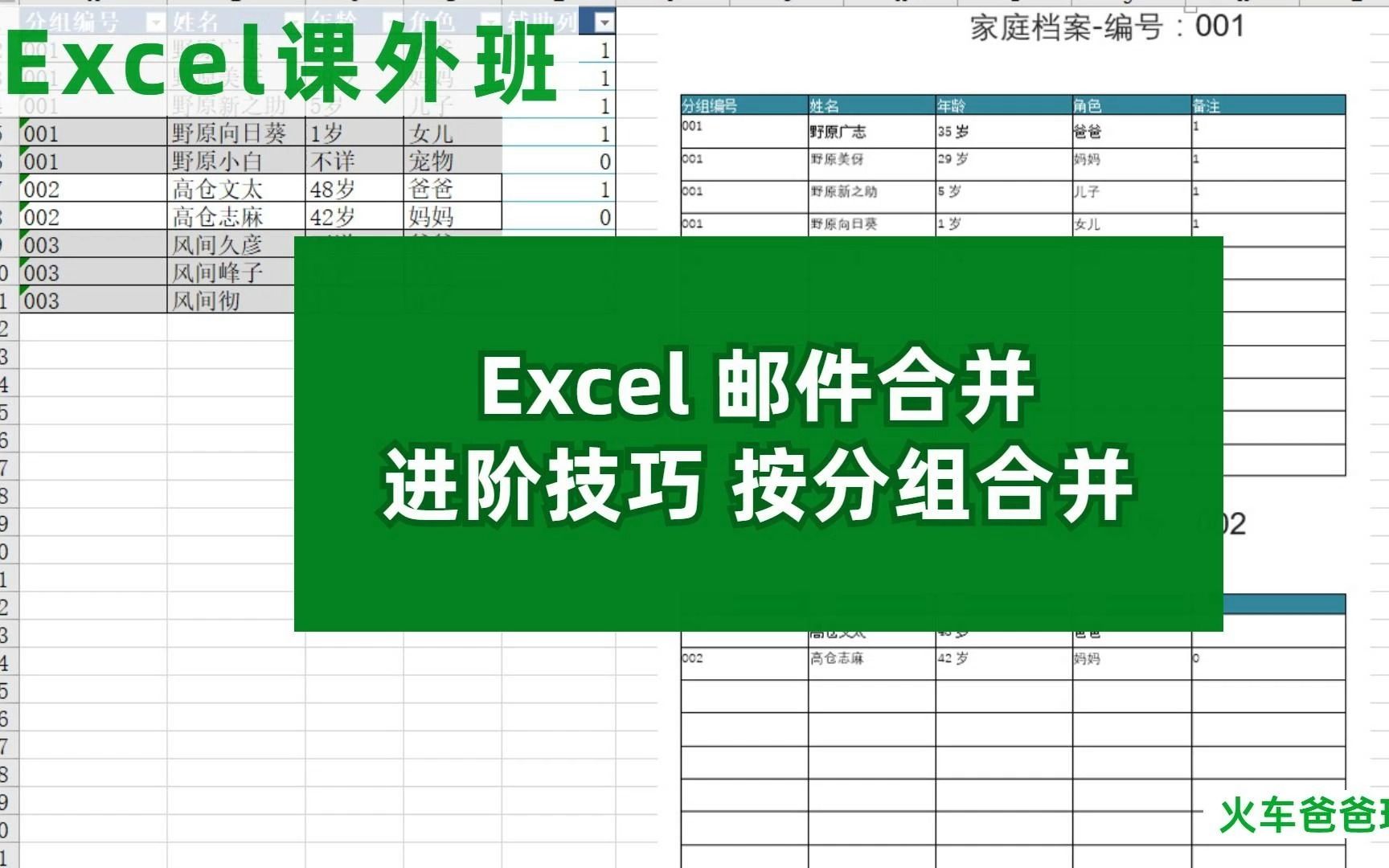 Excel,Word,邮件合并进阶,以分组或家庭为单位合并数据哔哩哔哩bilibili