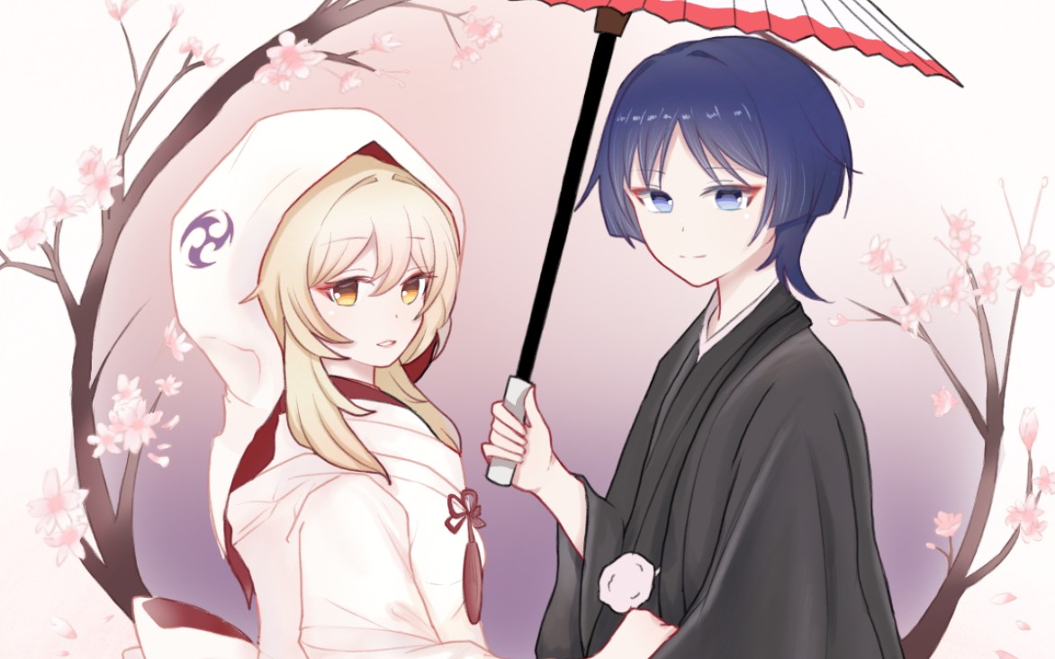 【散荧】绘画过程 白无垢黑无暇