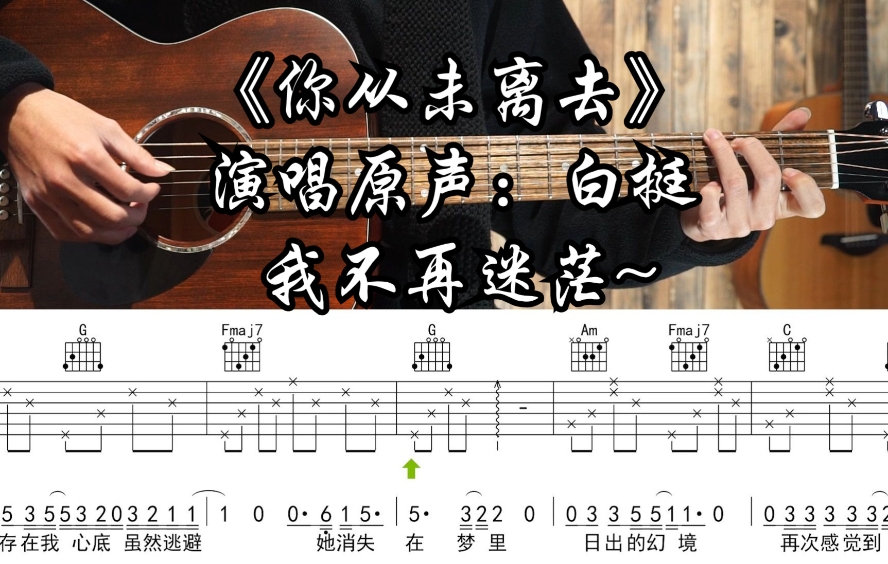 【附谱】你从未离去 - 演唱原声:白挺 吉他弹唱示范,动态吉他谱