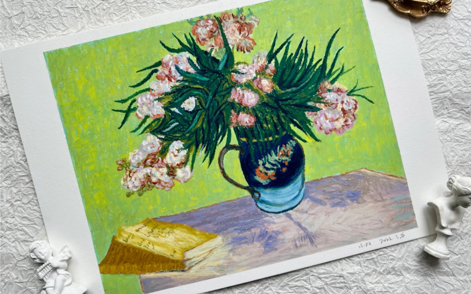 油画棒临摹梵高夹竹桃