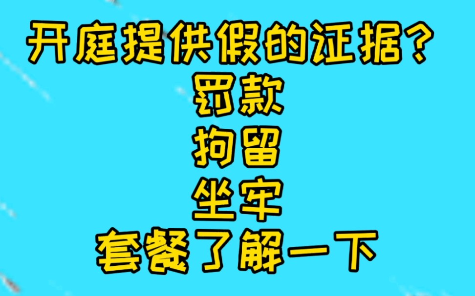 开庭提供假证据,罚款拘留坐牢套餐了解一下哔哩哔哩bilibili