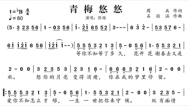 动态谱《青梅悠悠》陈瑞,美妙的旋律,深情的演绎,天籁之音