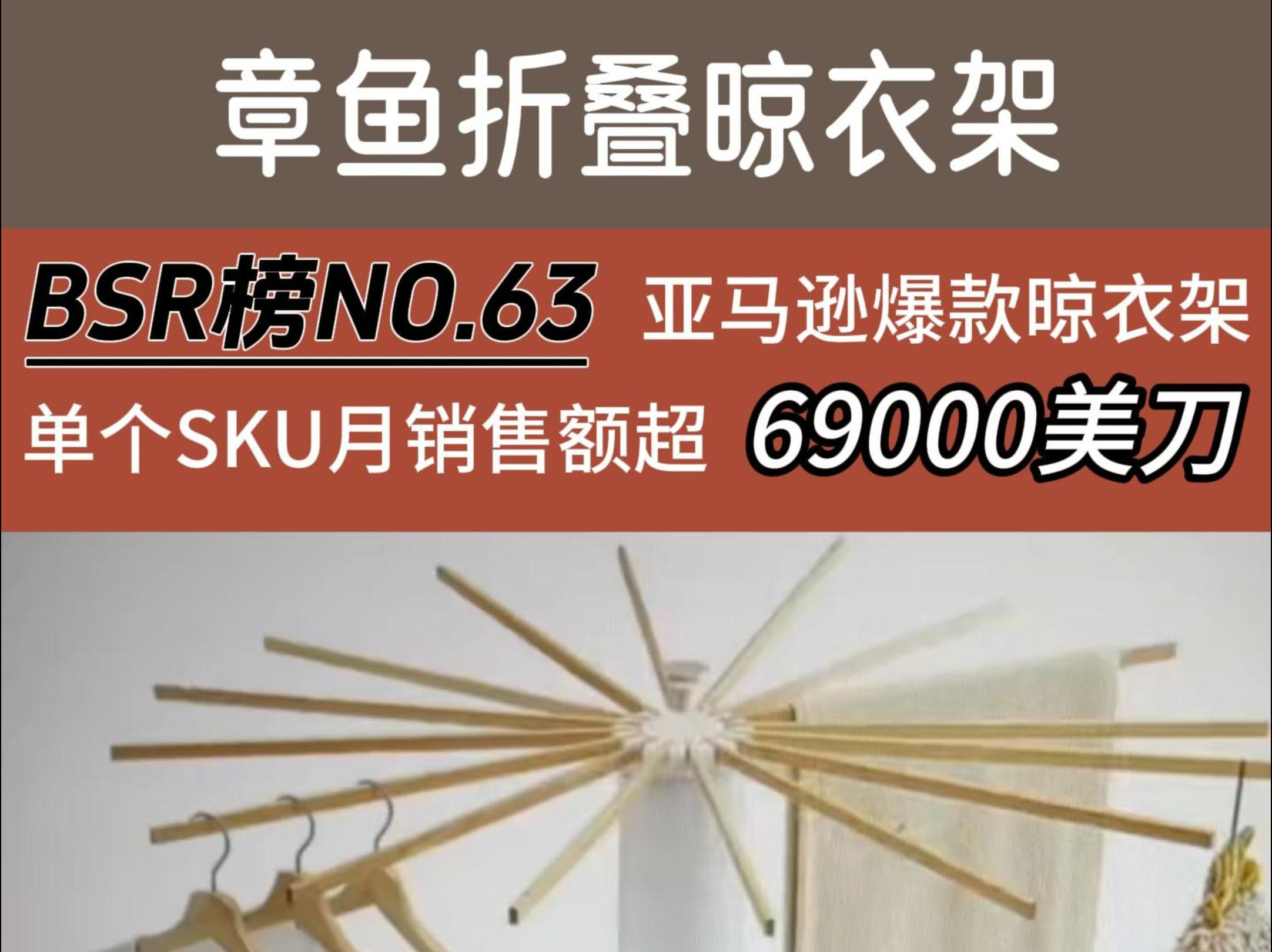 晾衣架BSR榜NO.63,亚马逊爆款章鱼折叠晾衣架,月销63000美刀!哔哩哔哩bilibili