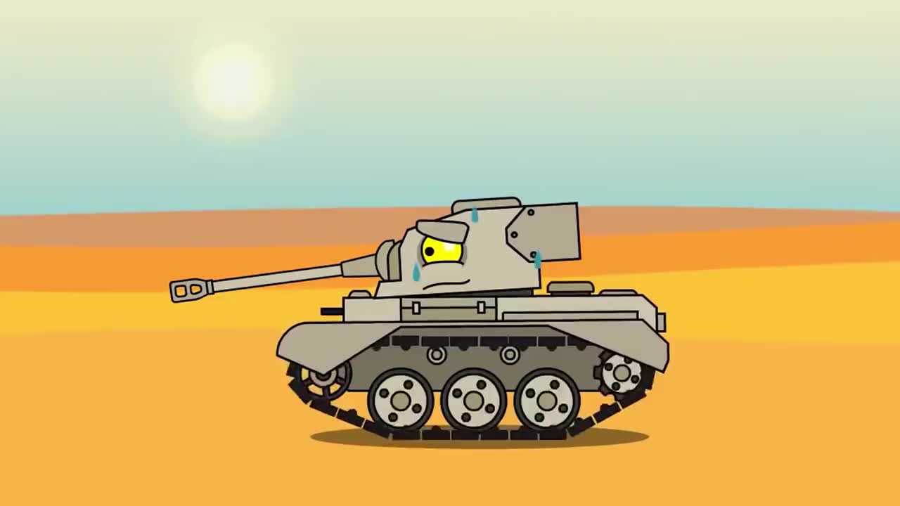 坦克动画:小坦克走进沙漠里,竟一点水也没有,很可怜