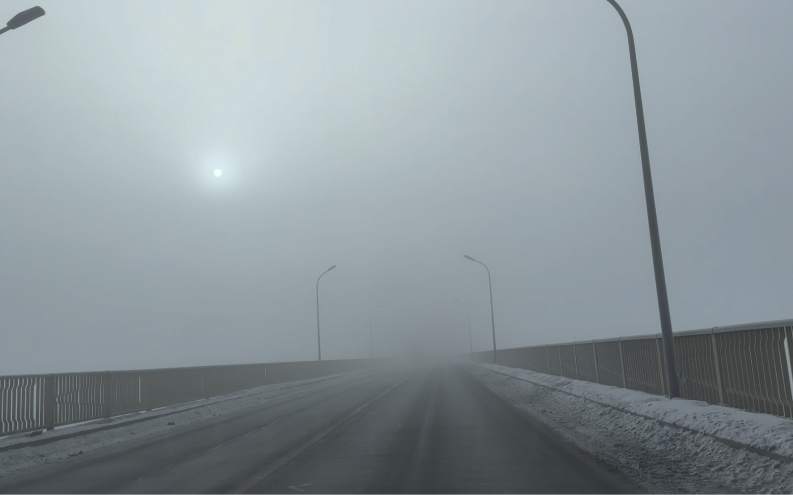 自驾去漠河的路上遇见大雾.道路又窄又都是冰,但是两旁的雾柳真好看.