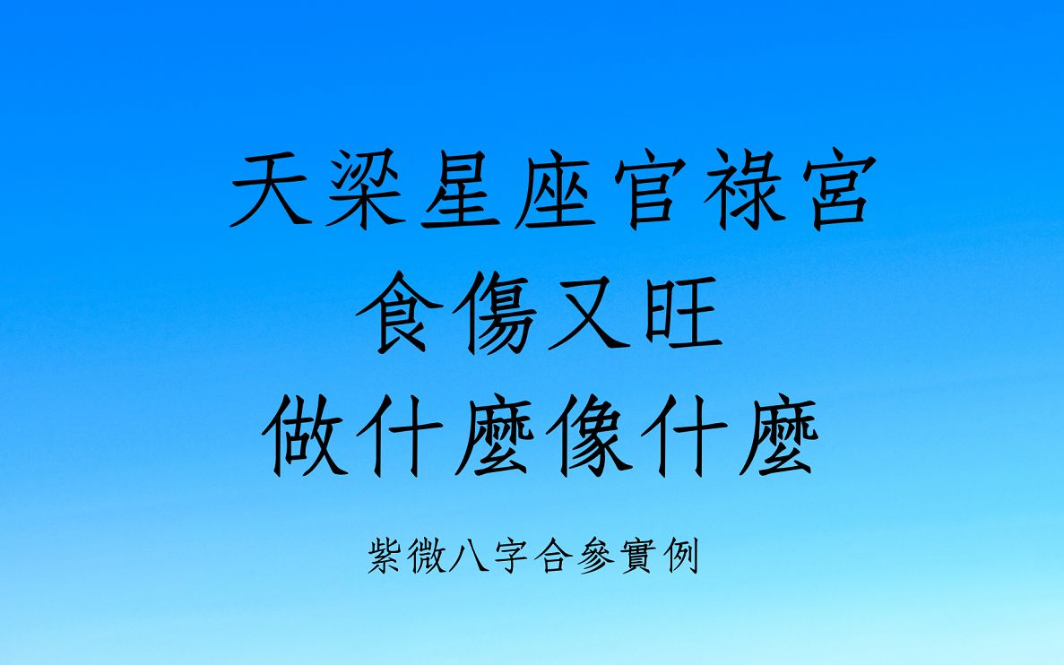 [图]《紫微斗数八字共论1733堂》天梁星座官禄宫食伤又旺做什麽像什麽(台湾)