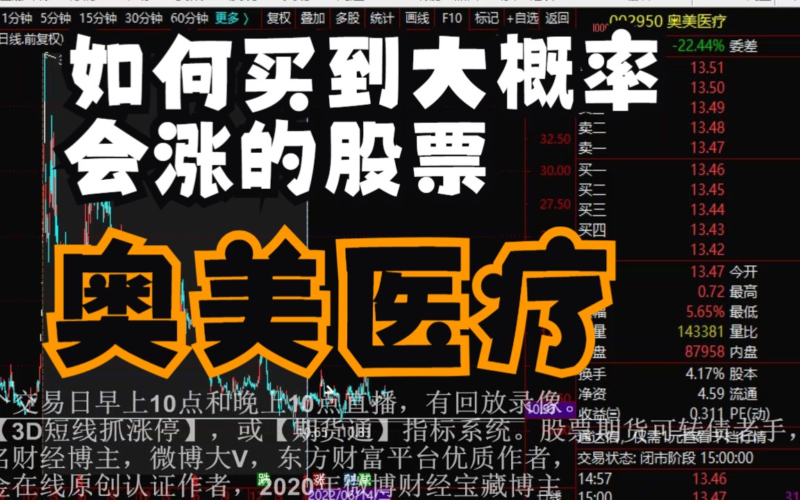 【狙击主力深入分析】如何买到大概率会涨的股票?三分钟学会选好股.通过上奥美医疗002950,讲解短线如何选股方法并不难,只有10%的人掌握这个方法....