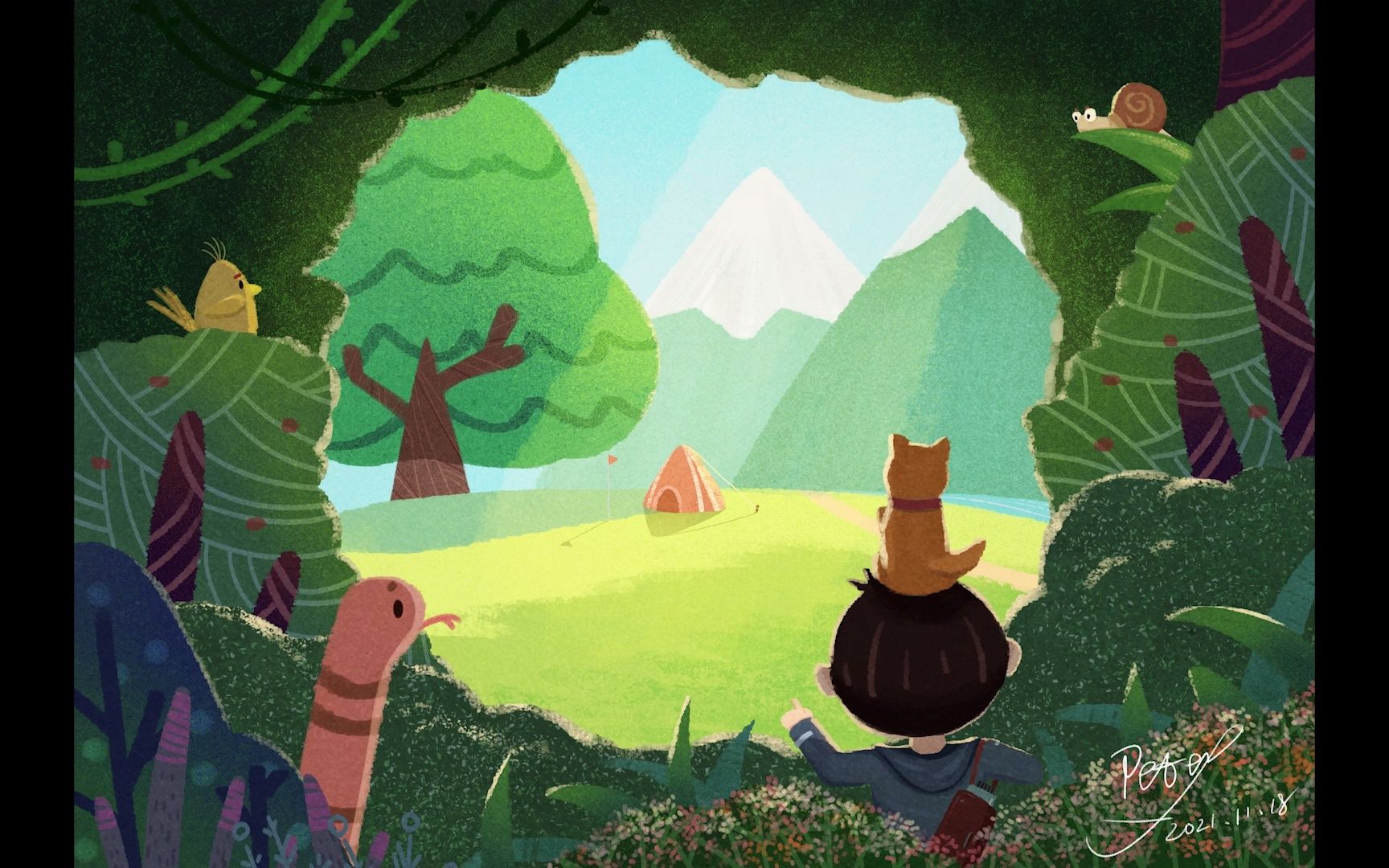 活动作品儿童插画丛林探险