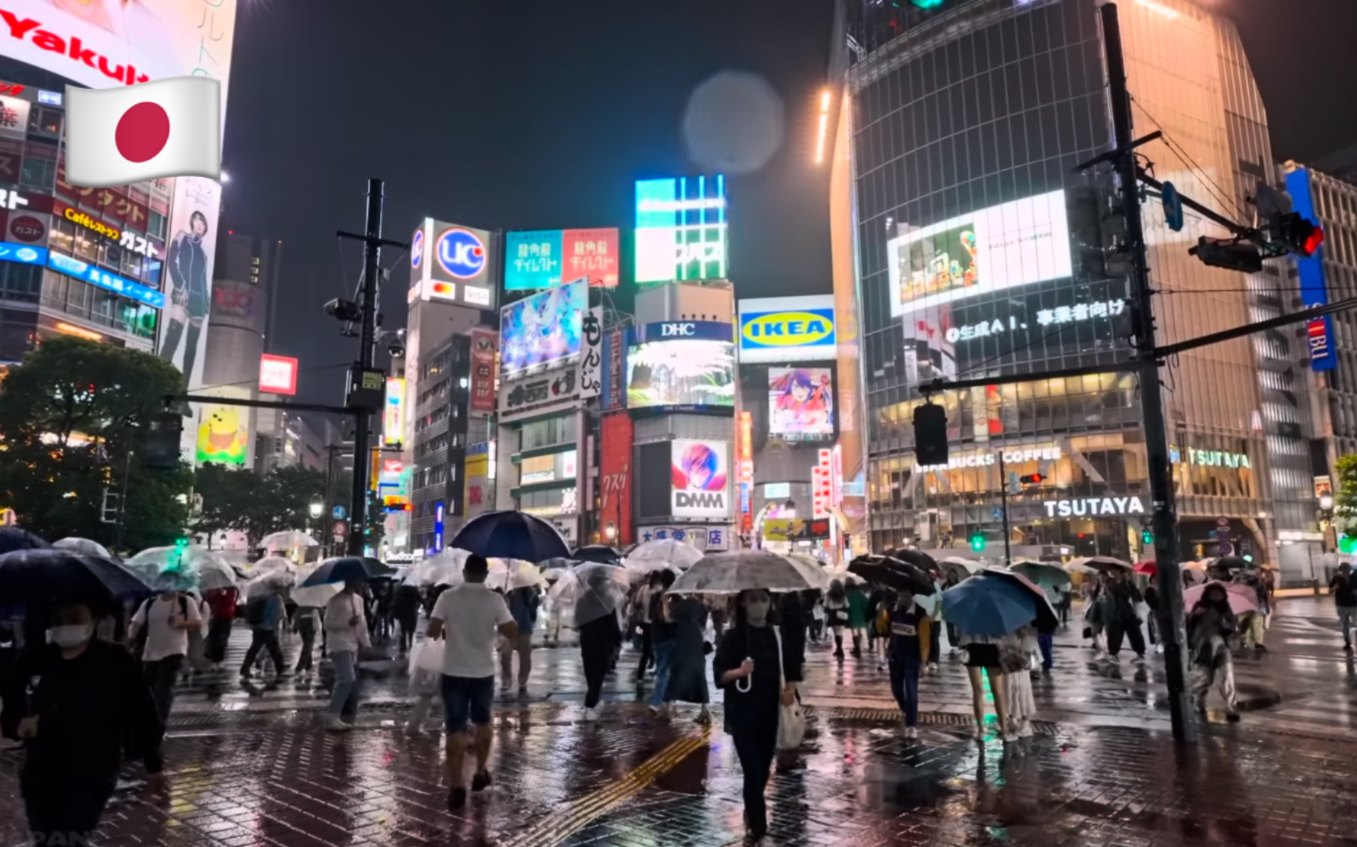 【4k超清】6月台风来临前雨夜漫步游日本东京涩谷 拍摄日期:2023.