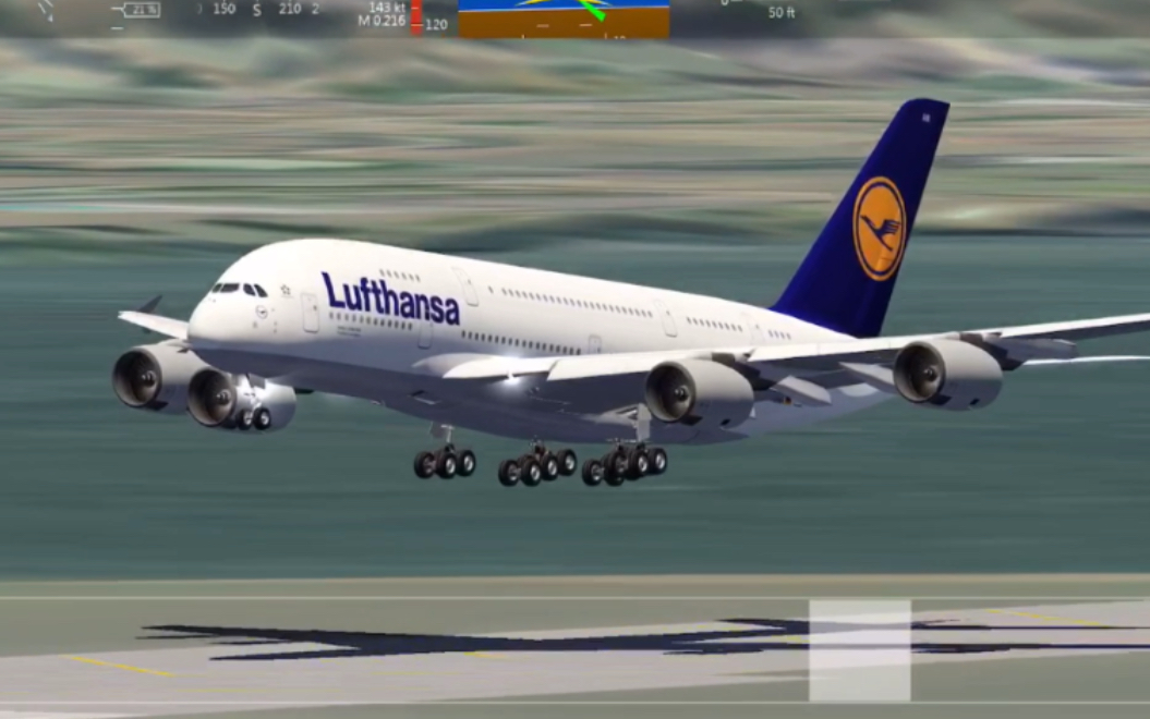 aeroflyfs2020汉莎航空空客a380超稳降落