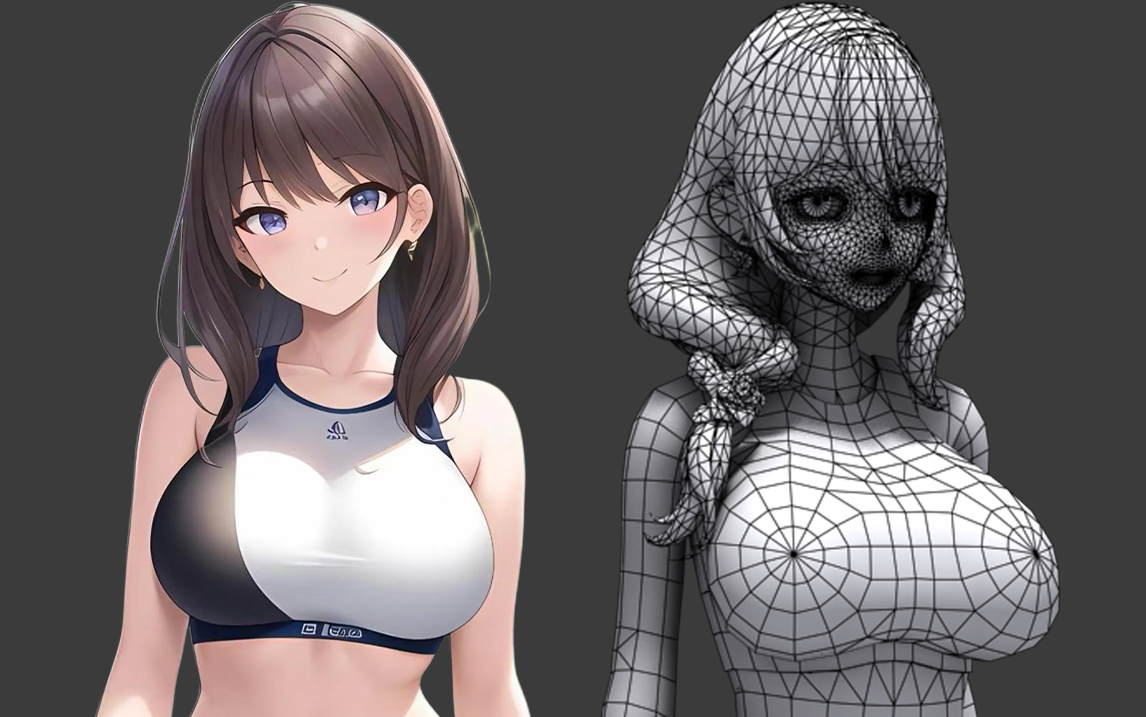 【3dmax人物建模】微胖瑜伽服 3d角色人体完整布线讲解