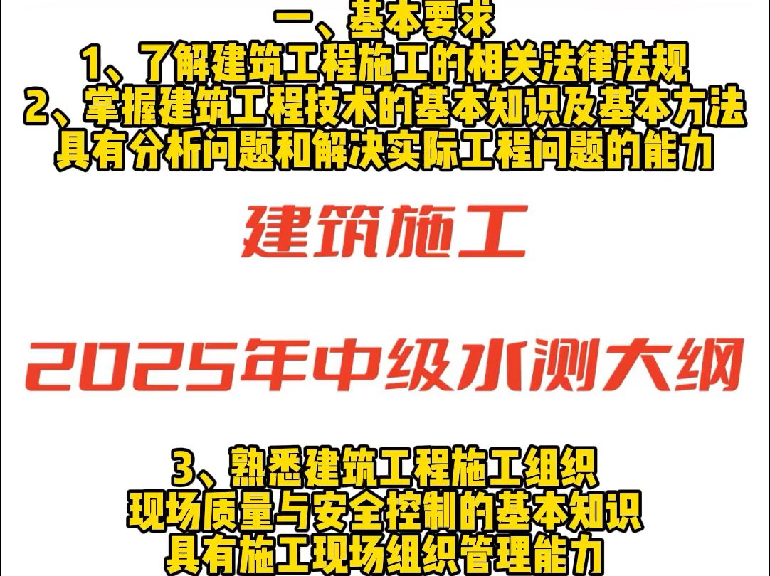 湖北建筑施工中级工程师水平能力测试大纲!哔哩哔哩bilibili