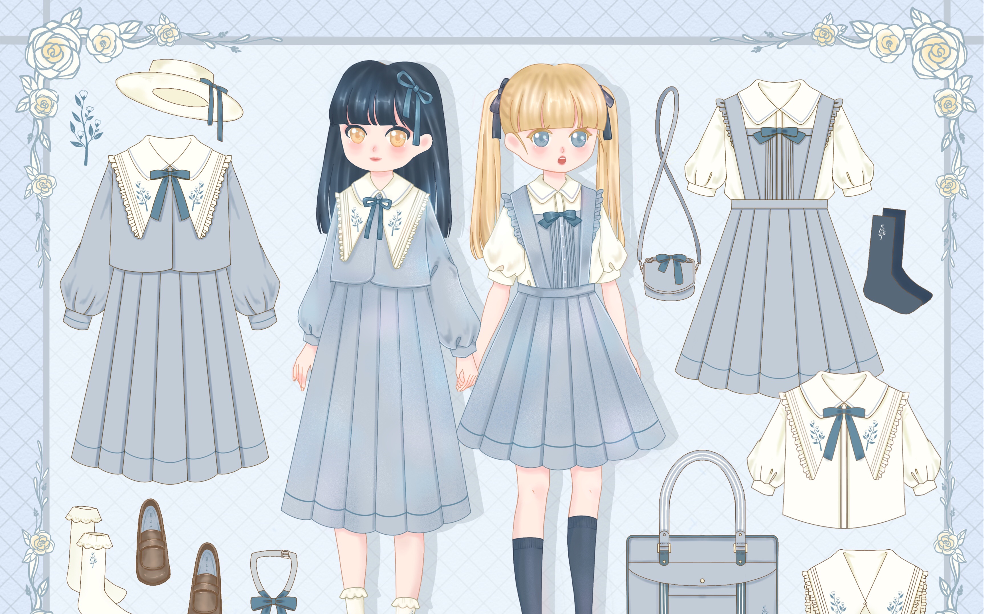 【jk制服设计】画一个春日优雅又可爱的姐妹款小套装吧