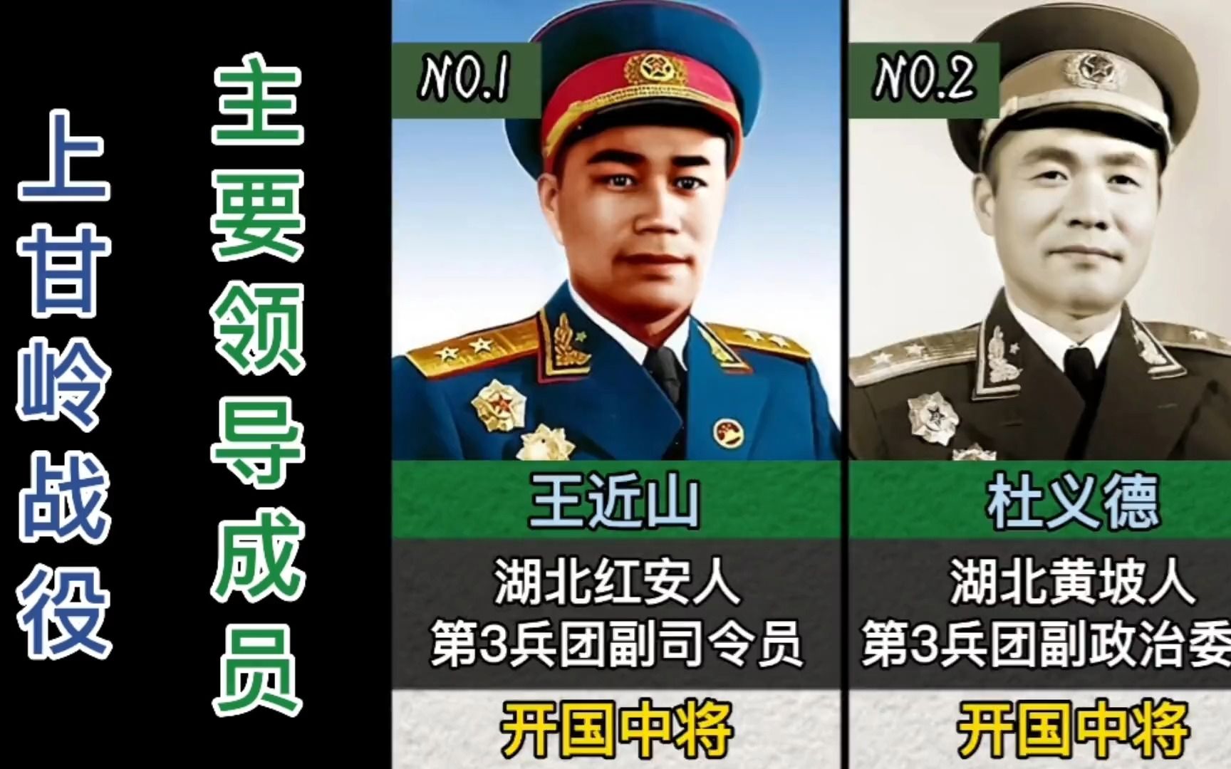 上甘岭战役主要领导成员,3位中将,7位少将哔哩哔哩bilibili