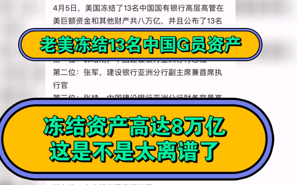 漂亮国公布13名中国G员,在美资产高到8万亿,这到底是真是假呢?哔哩哔哩bilibili