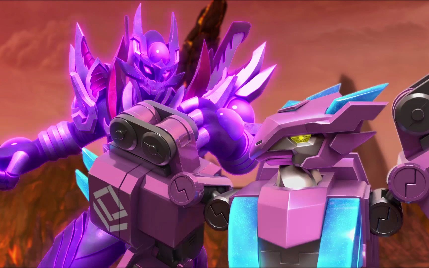 心奇爆龙战车6魔方变形精彩战斗:甲龙,冰龙合力进攻歼星兽!