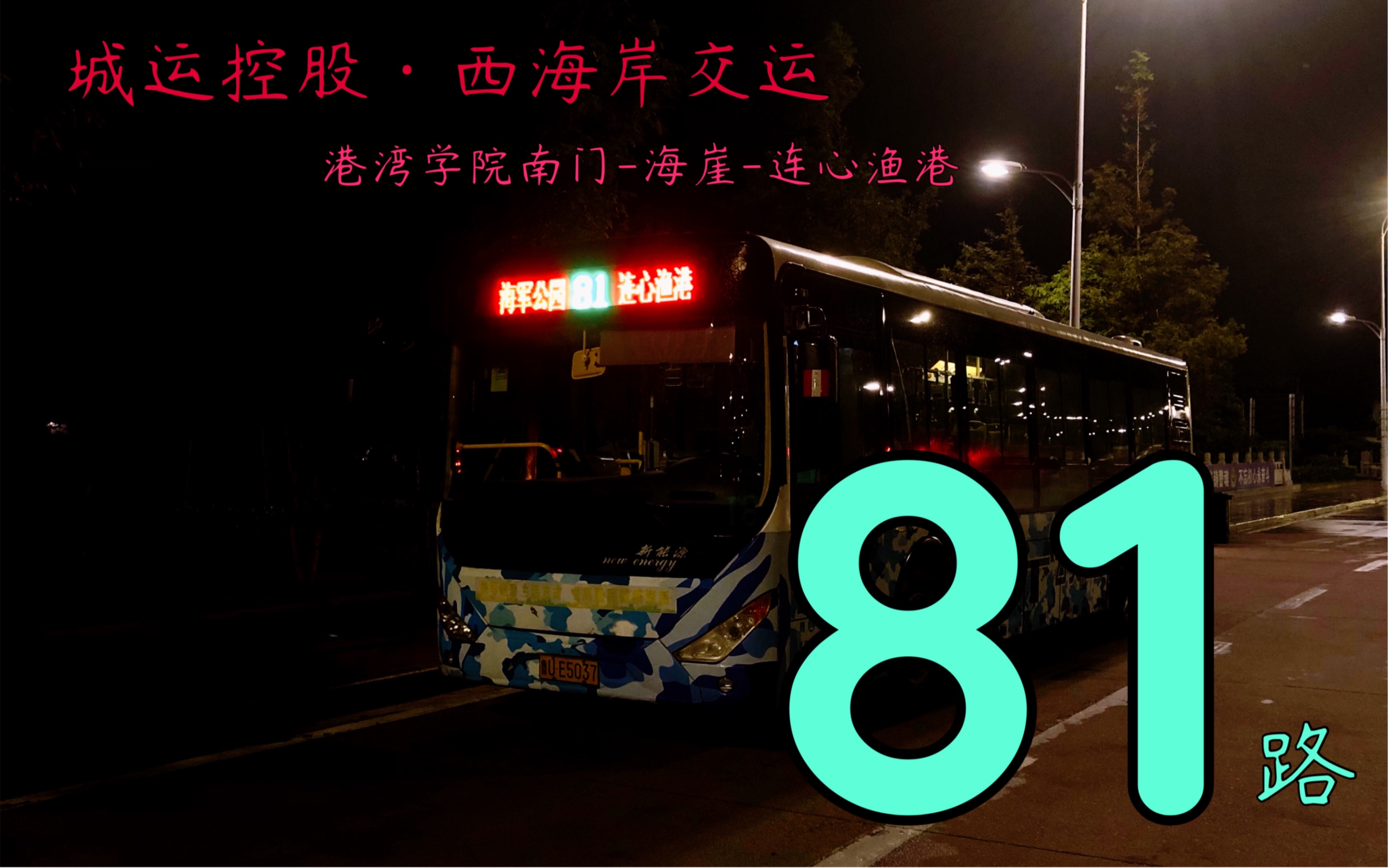 【夜景ⷐOVNo.51 黄岛】雨夜狂奔青岛西海岸交运军民融合专线81路(港湾学院南门海崖连心渔港)全程10倍速 第一视角前方展望哔哩哔哩bilibili