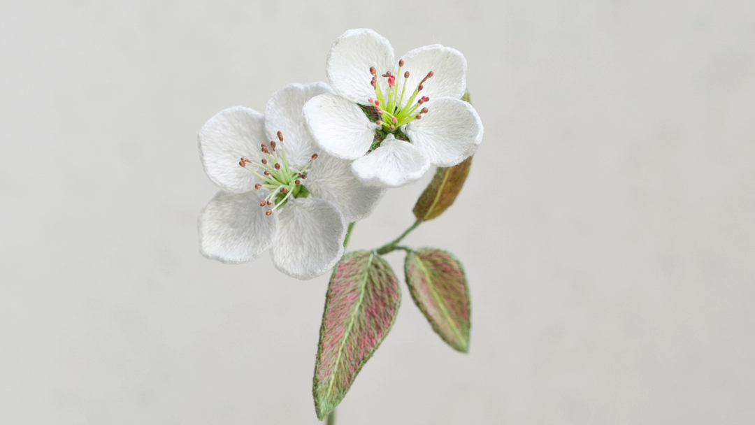 手工立体刺绣 梨花