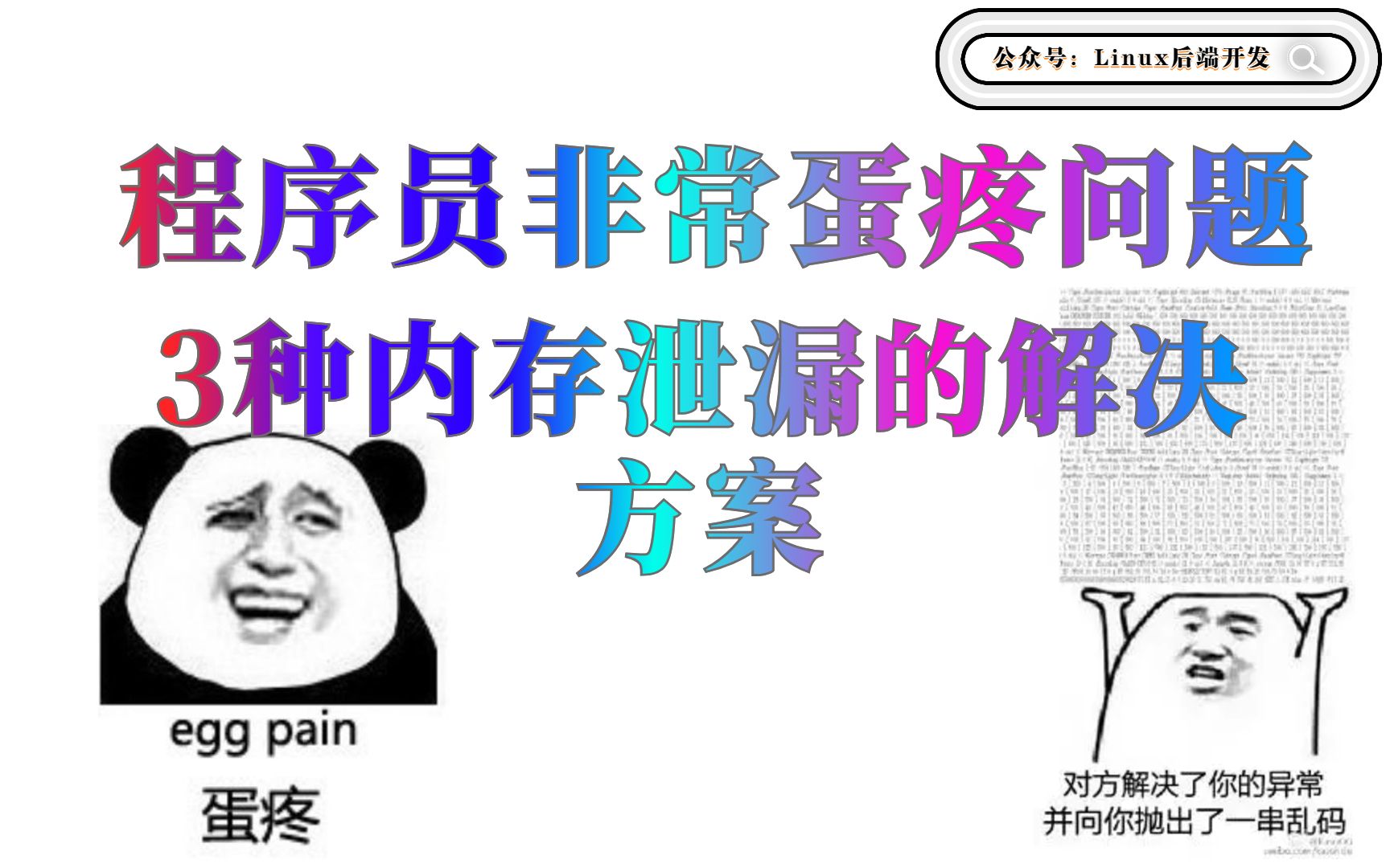 [图]3种内存泄漏的解决方案：内存池的实现以及原理 、为内存加上hook，精准内存定位泄露 、gc的实现方案