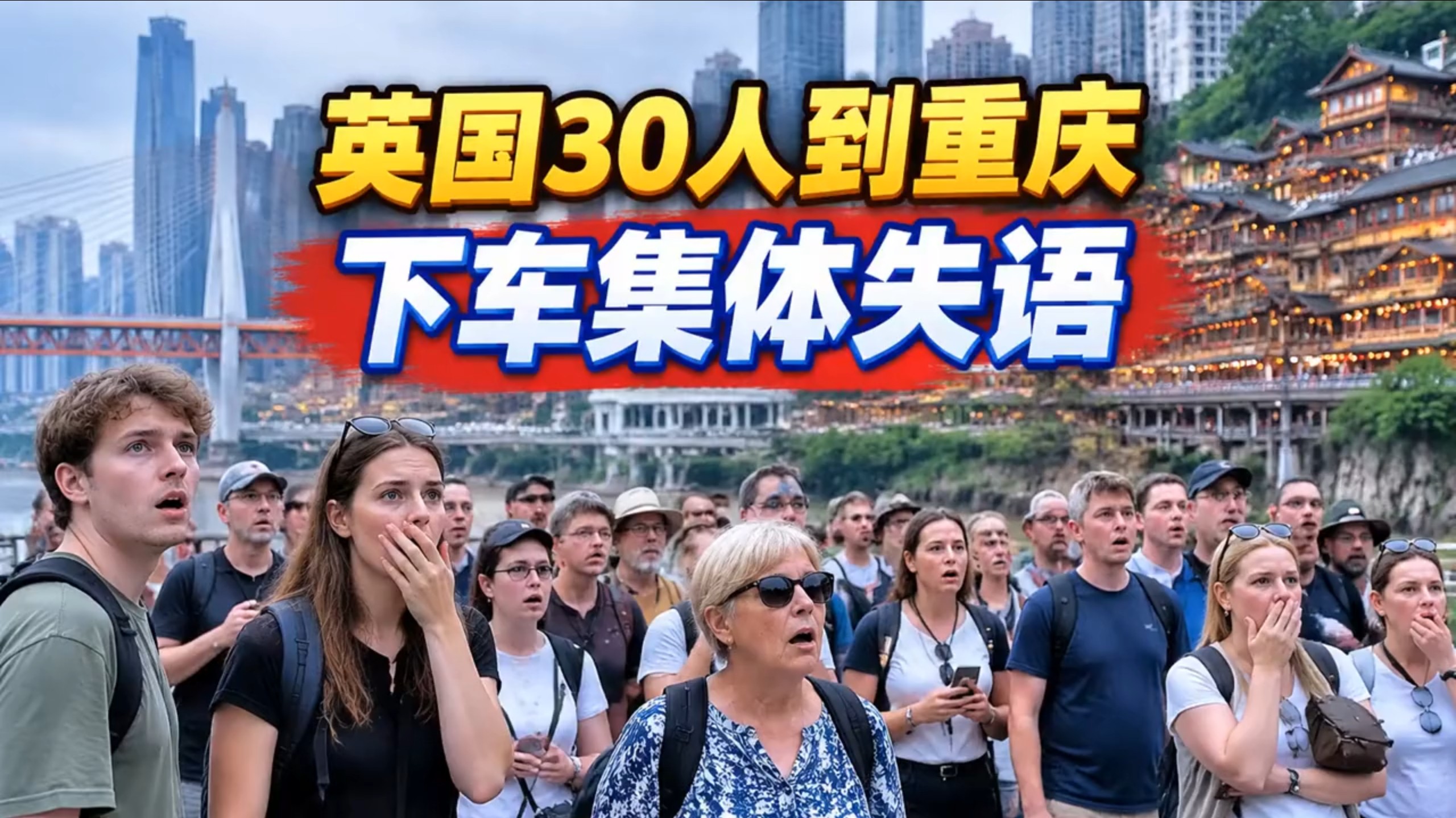 入境打卡，英国30人的团到重庆，下车集体惊叹了，30年导游直呼炸裂