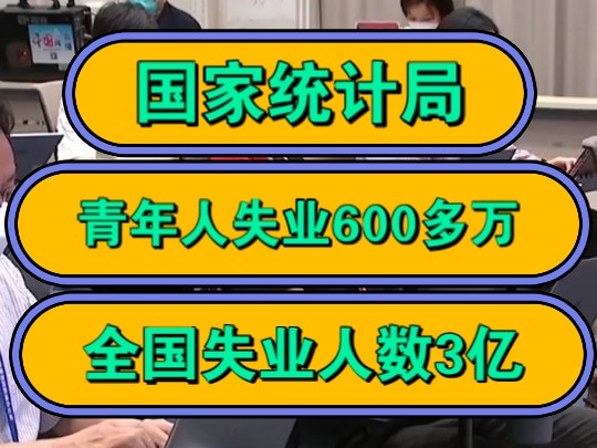 国家统计局,青年人失业600多万,全国失业人数3亿!哔哩哔哩bilibili