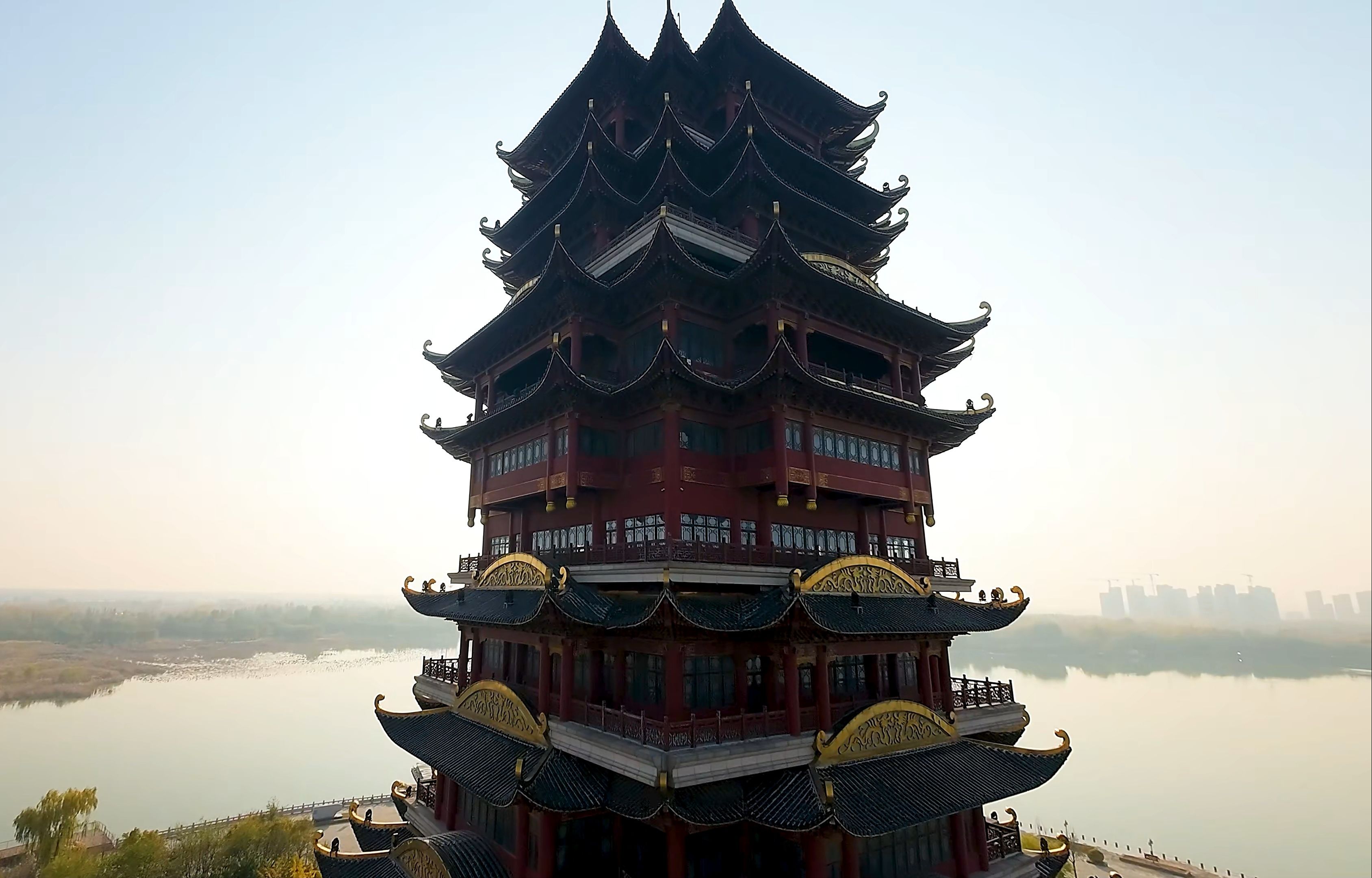 航拍滨州-黄河楼2