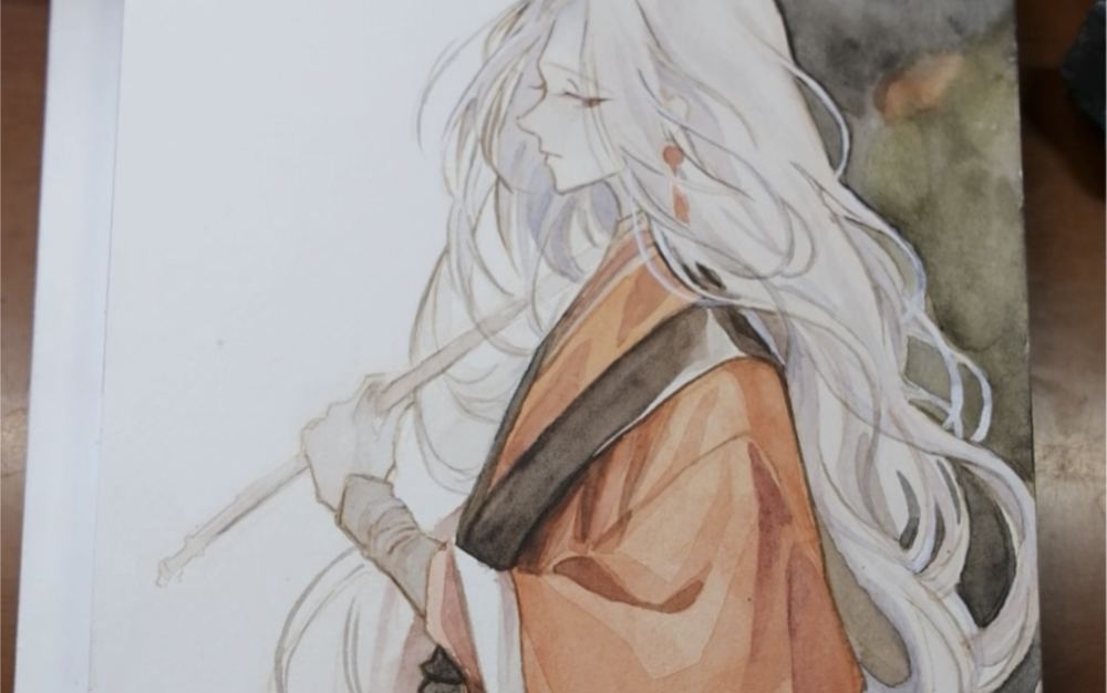 【水彩练习】古风美男绘画过程