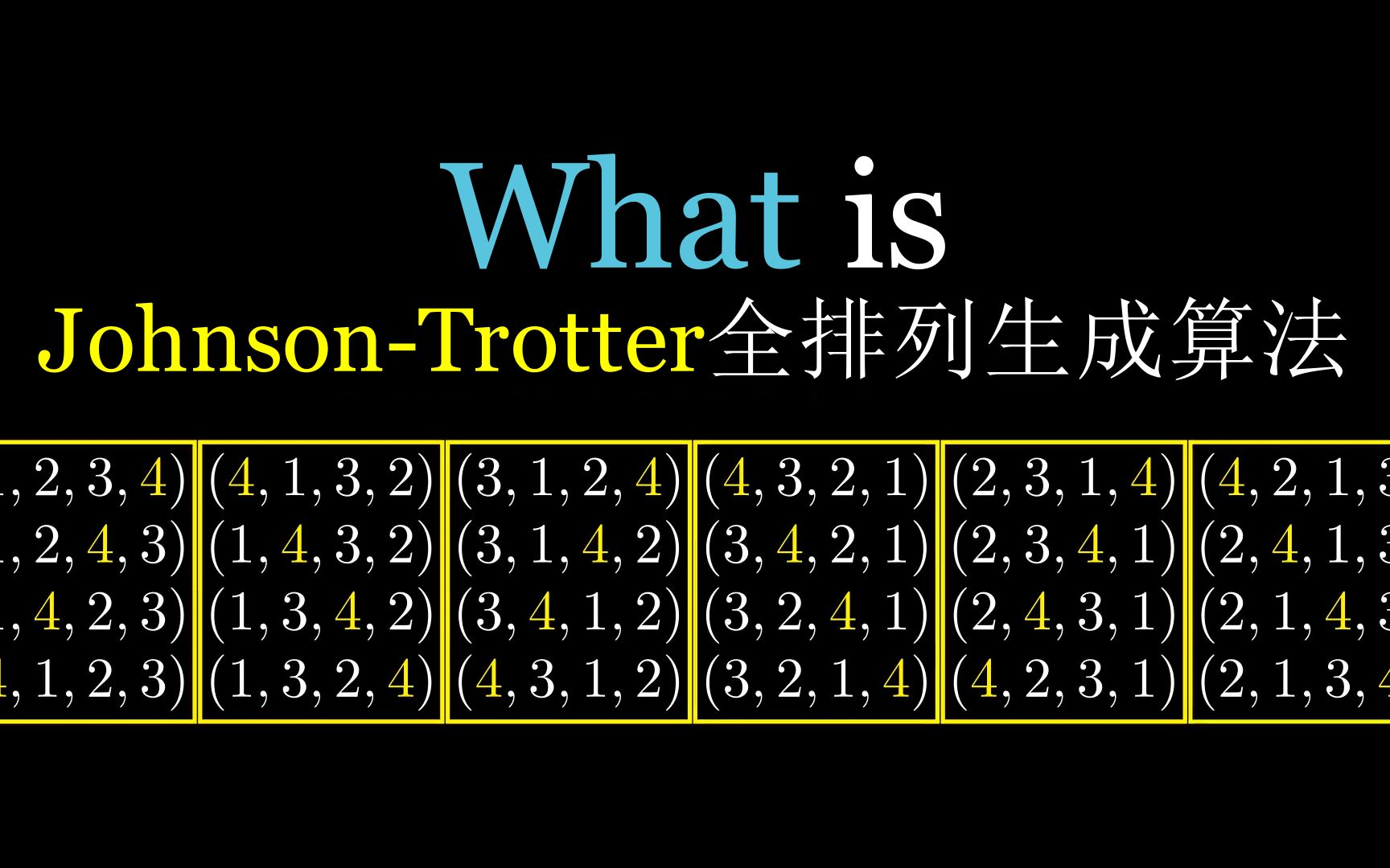 如何优雅地生成全排列——4分钟看懂【JohnsonTrotter全排列生成算法】哔哩哔哩bilibili