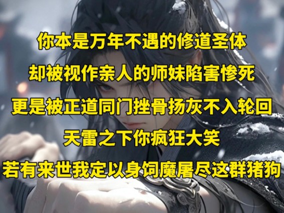 [图]你本是万年不遇的修道圣体，却被视作亲人的师妹陷害惨死，更是被正道同门挫骨扬灰不入轮回！天雷之下你疯狂大笑：若有来世我定以身饲魔屠尽这群猪狗！