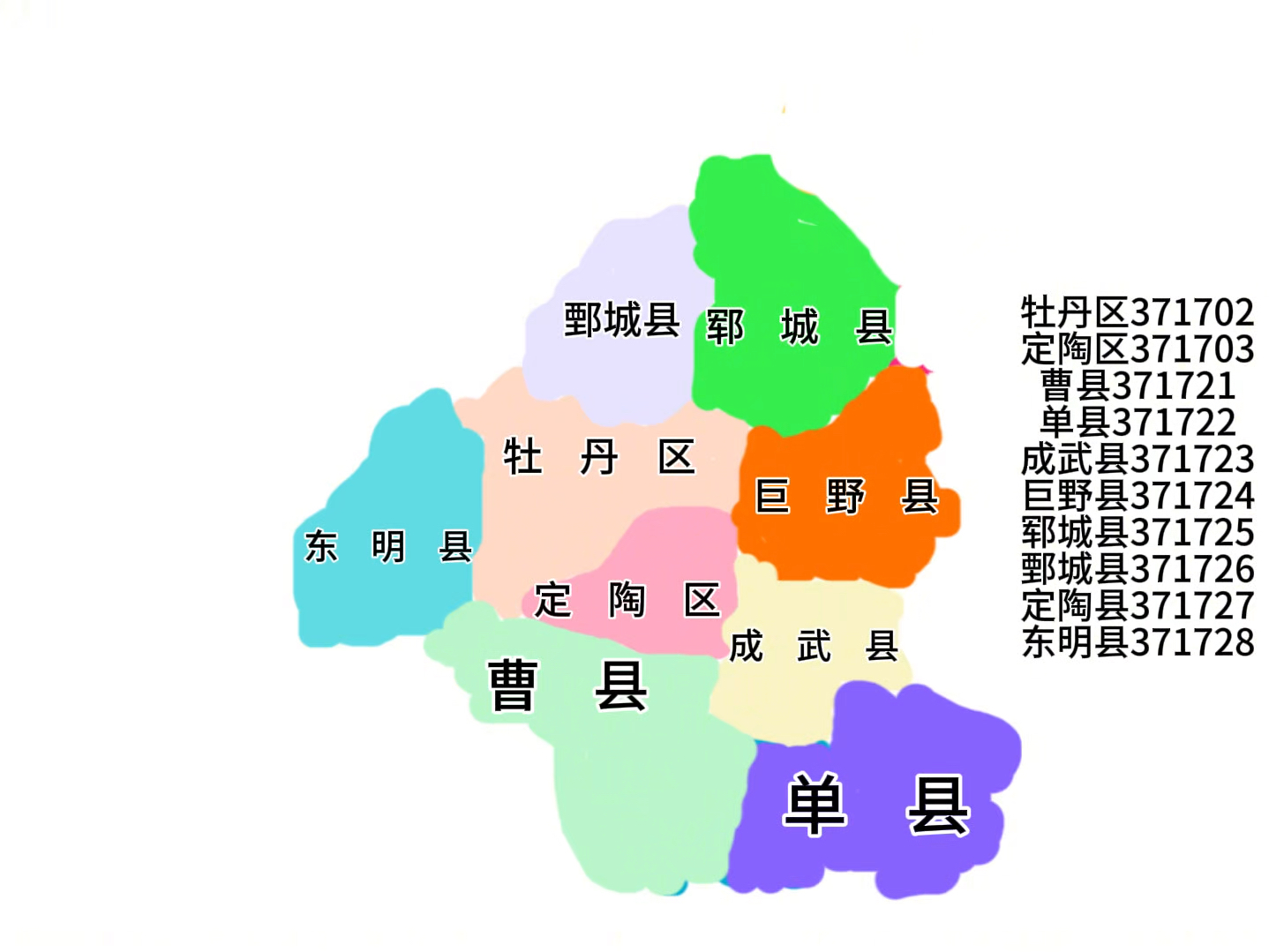 新版 菏泽区划以及区划代码大变迁