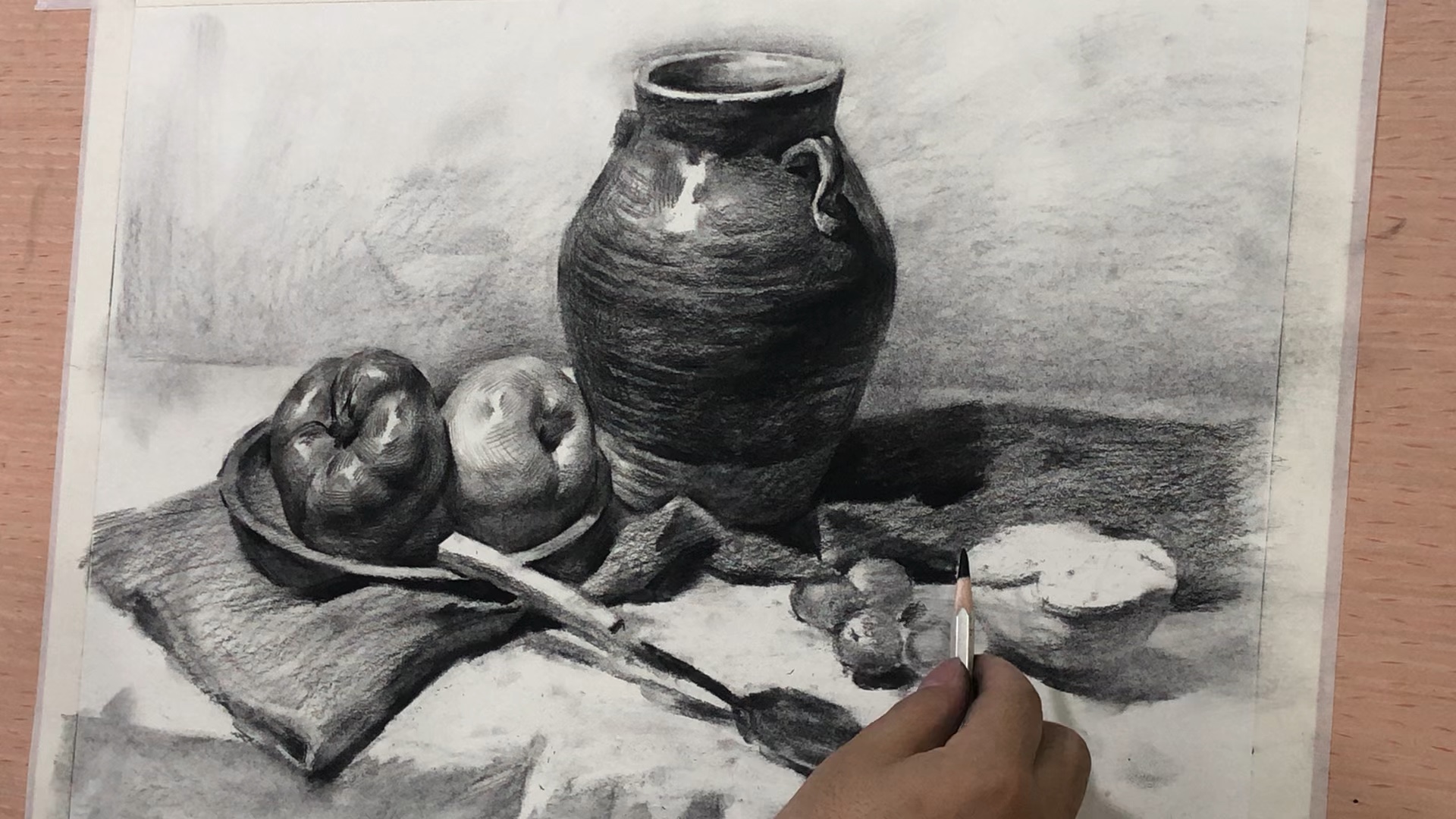 陈平素描静物示范.