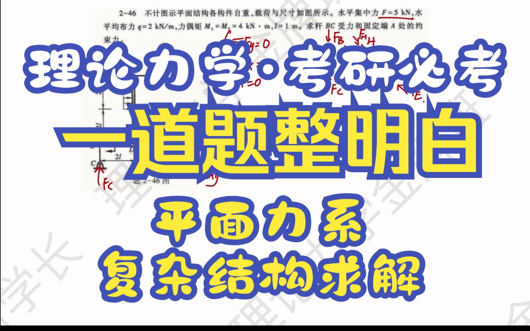 [图]不看亏死！理论力学考研、期末必考！平面力系的复杂结构求解！一道题、20分钟，通吃所有同类结构