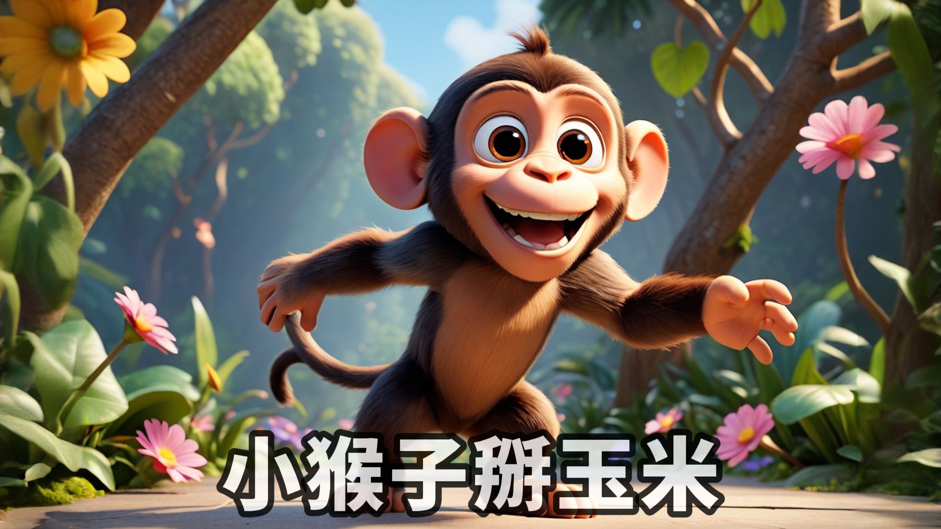 儿童睡前故事《小猴子掰玉米》竖版 贪心 珍惜 知足常乐 成熟 教训