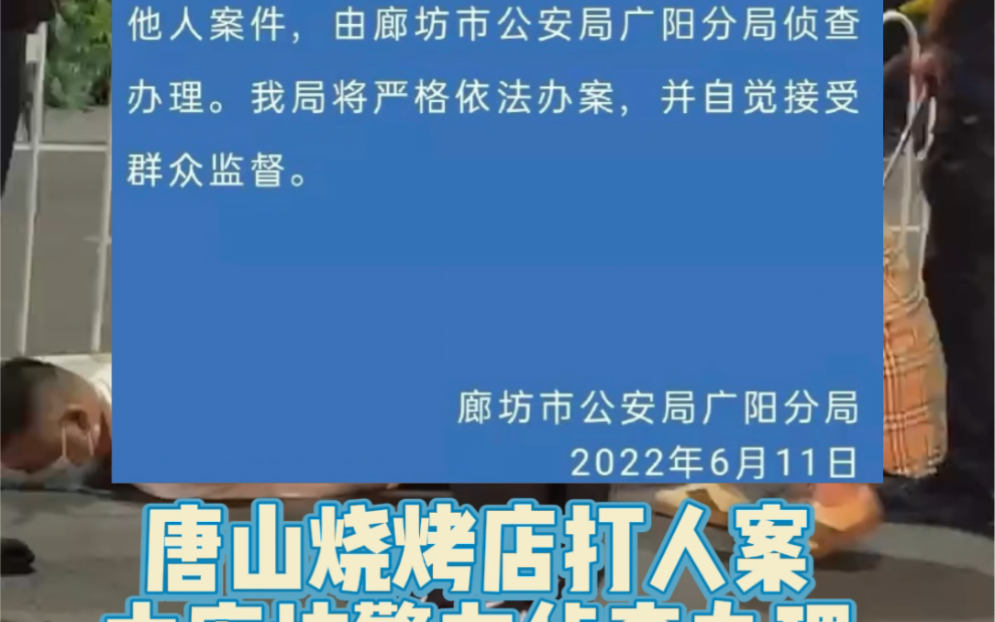 最新警情通报:河北省公安厅指定,唐山烧烤店打人案件由廊坊警方侦查办理!哔哩哔哩bilibili