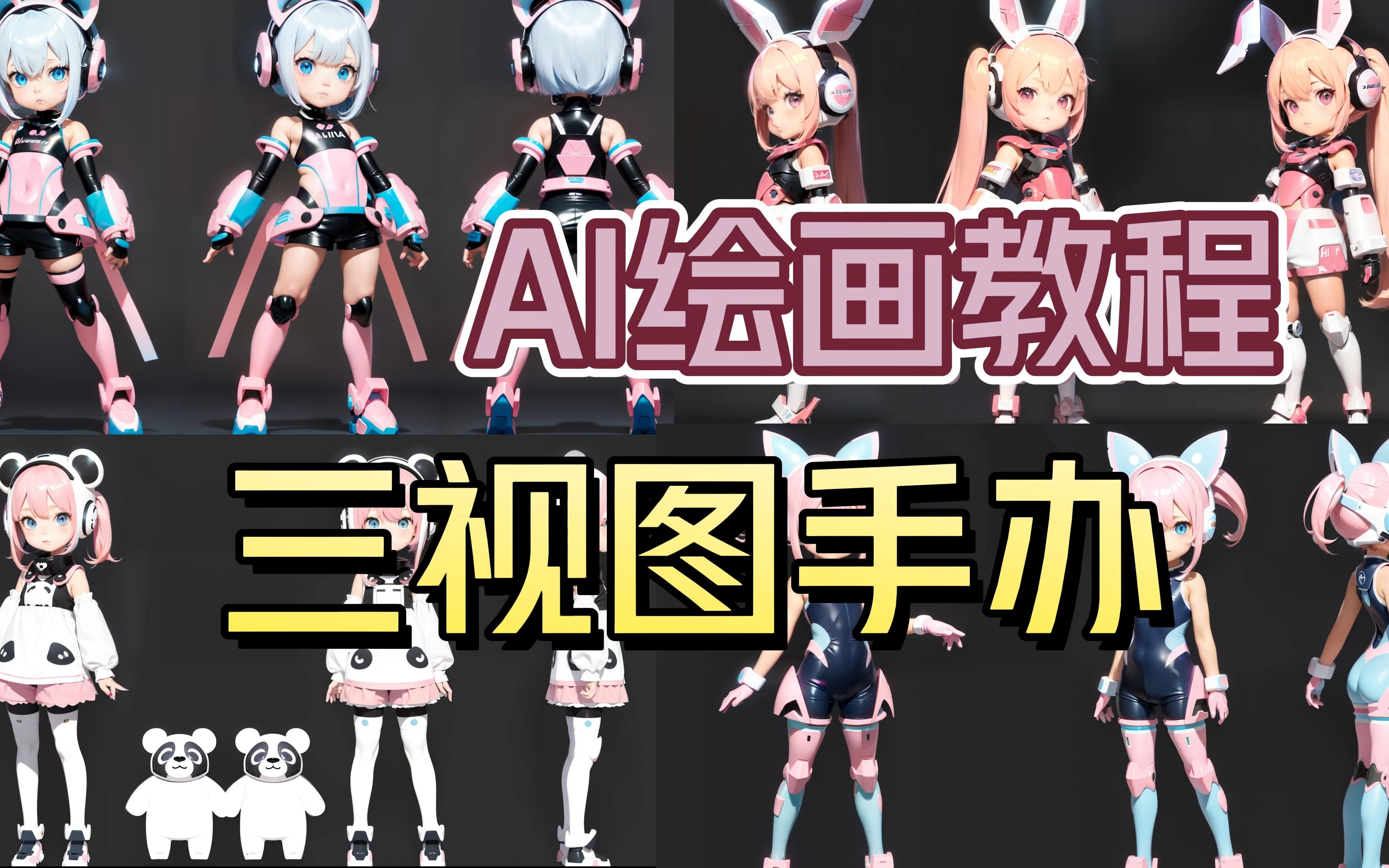 【ai绘画教程】使用人物姿势模板快速生成三视图,海艺ai实战教程!