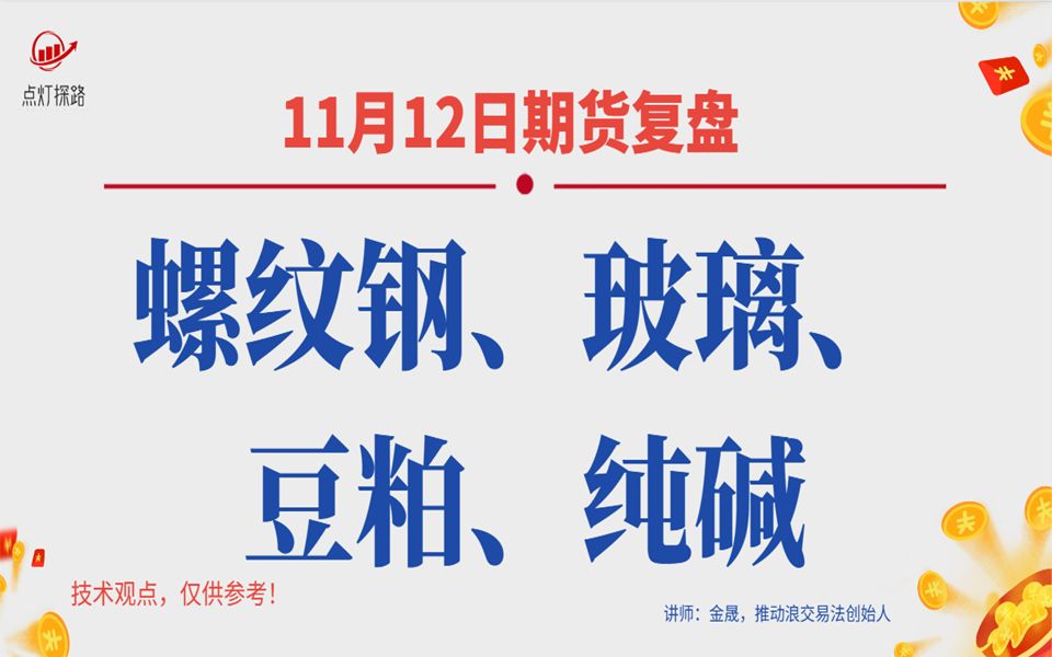 11月12日期货复盘:螺纹钢、玻璃、豆粕、纯碱 趋势分析+压力支撑哔哩哔哩bilibili