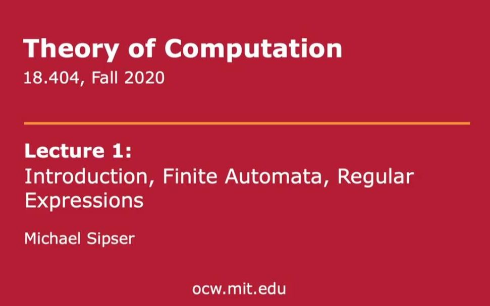 计算理论Theory of Computation, Fall 2020 MIT 麻省理工2020年秋哔哩哔哩bilibili